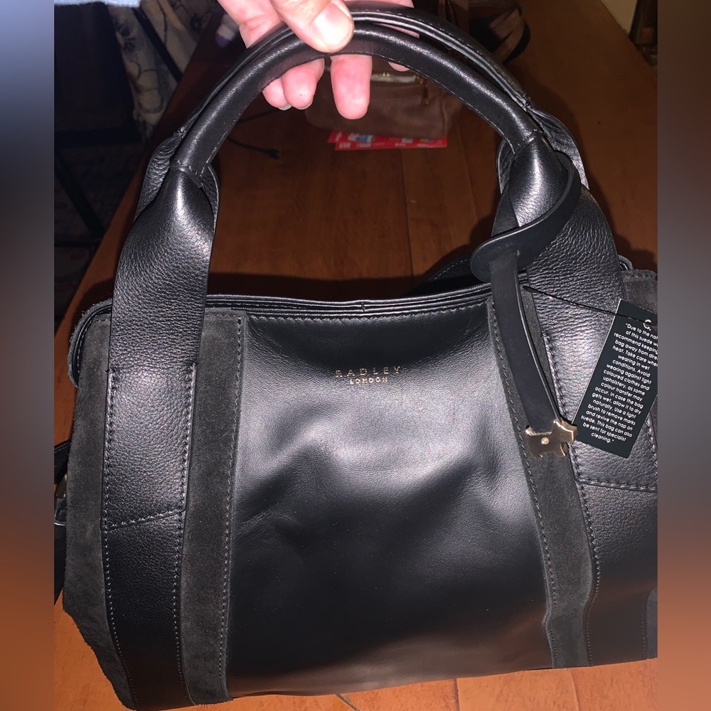 BNWT  Radley of London Liverpool medium zip-top multi-way bag black leather